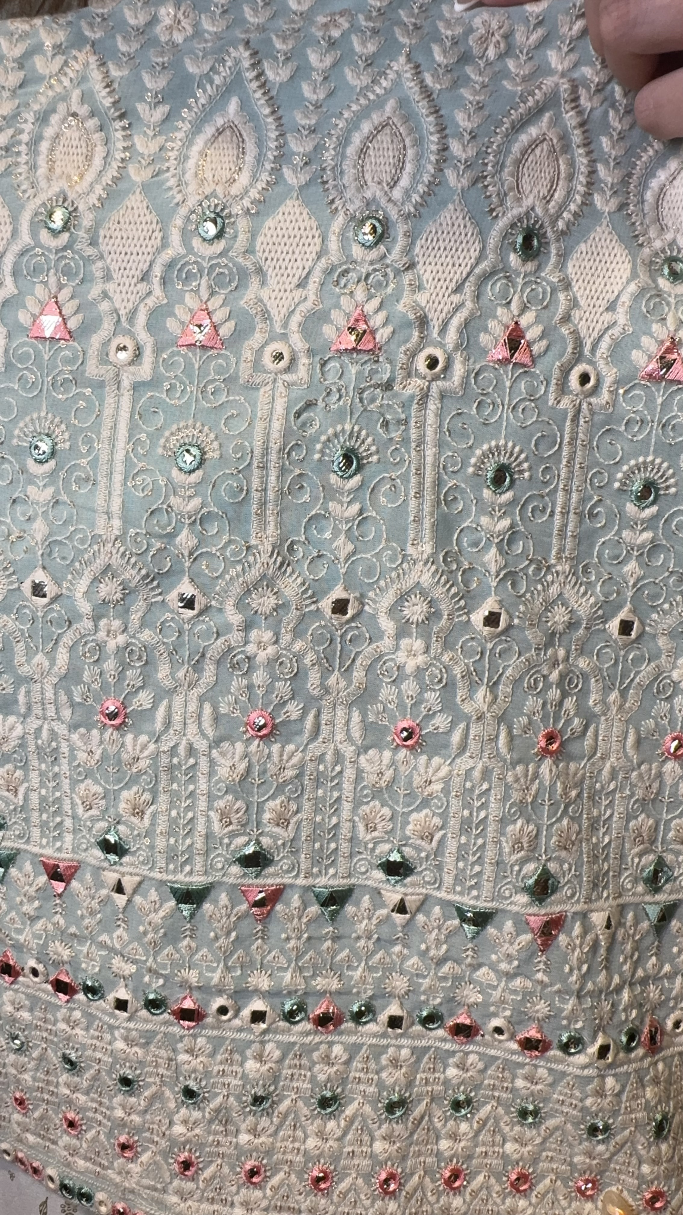 Icy Blue Full Emb Sleeveless Kurta #1395