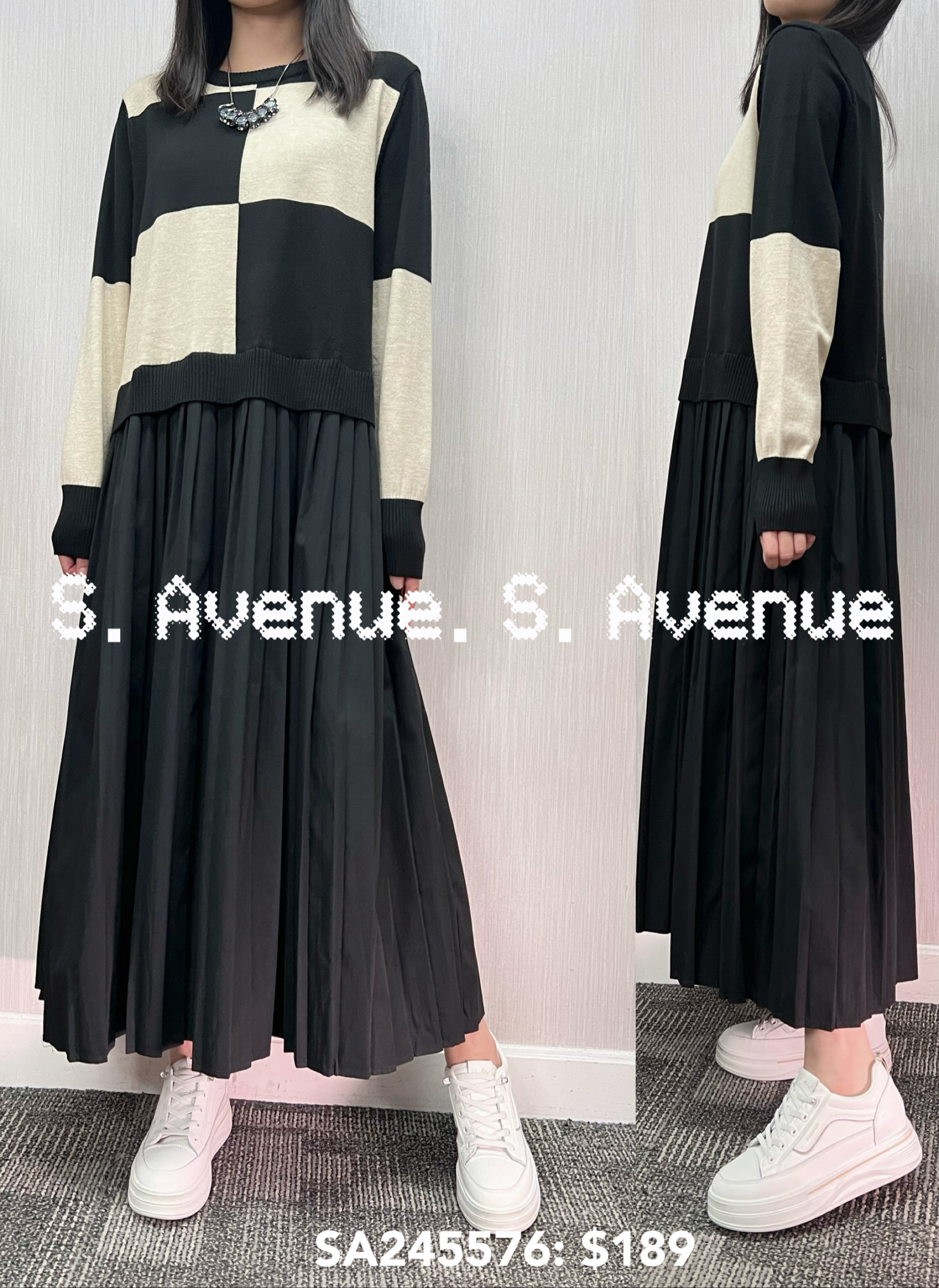 SA245561: 長袖patchwork下百撍op