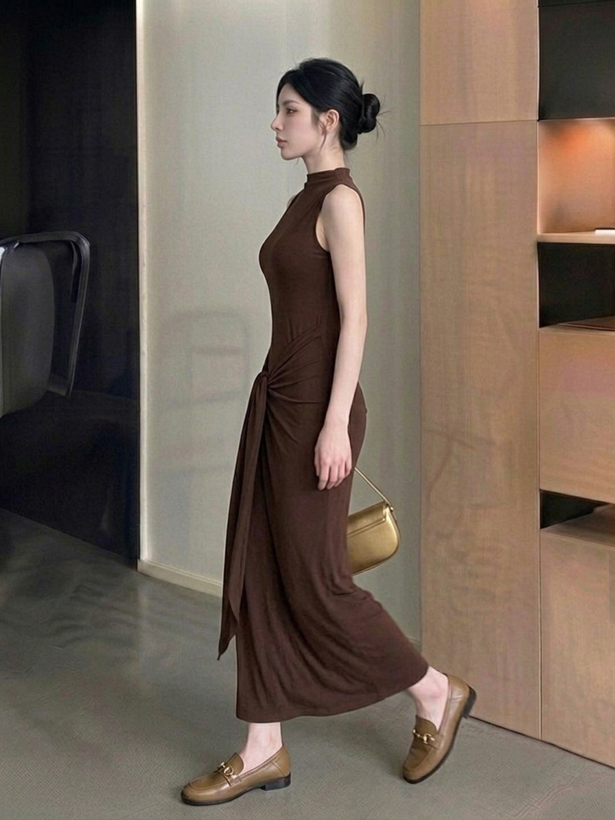 Front Tie Cotton Dress M245