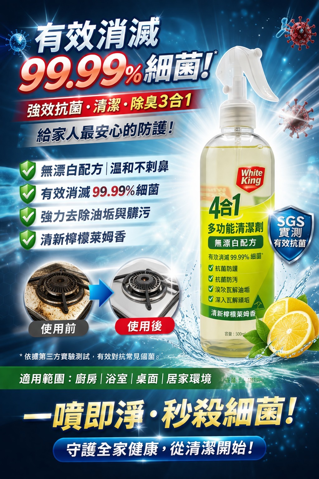 【預訂】WHITE KING 四合一多功能清潔噴霧 500ml