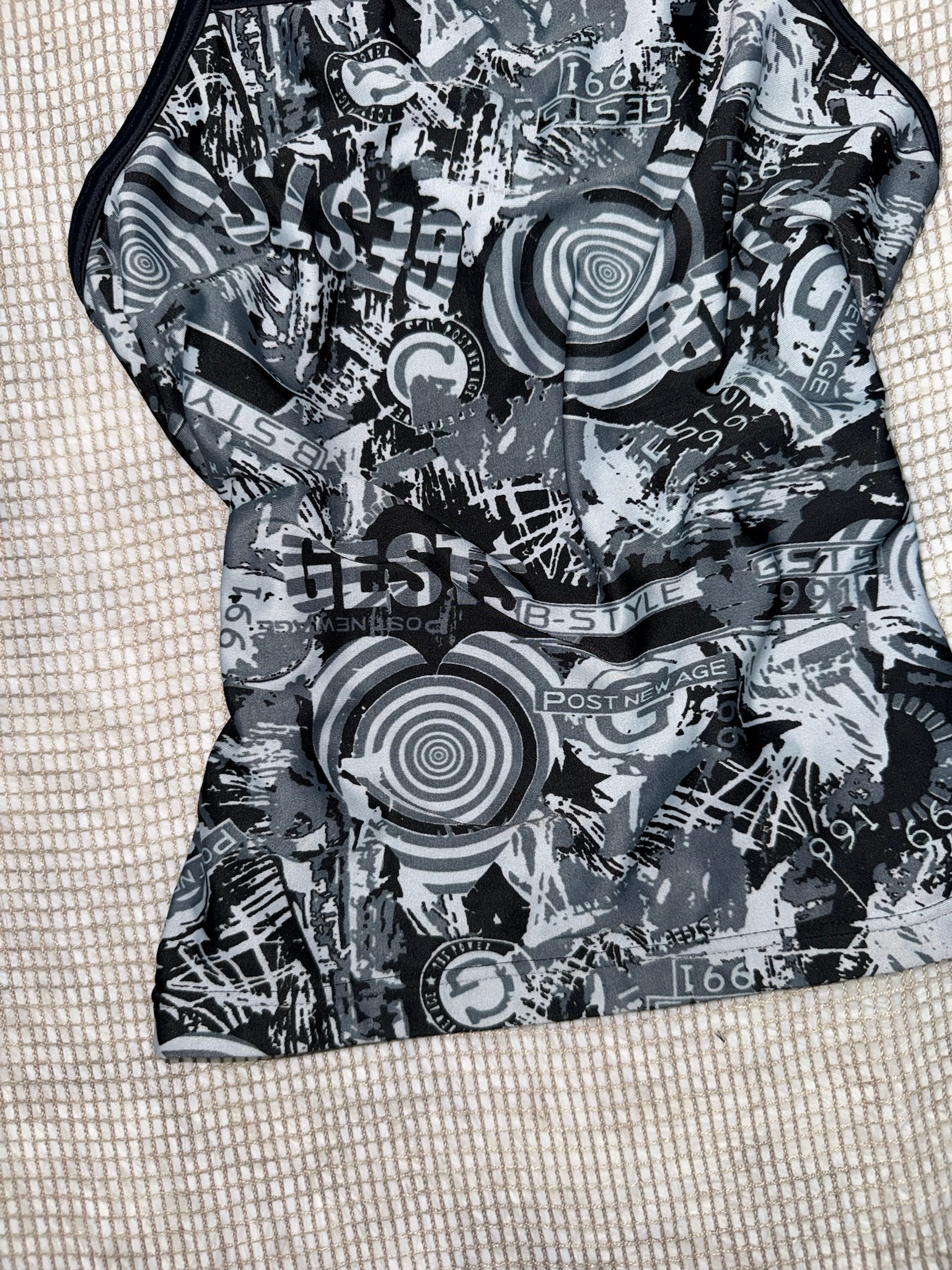 Cyber Y2K Graphic Print Cross Strap Tank Top
