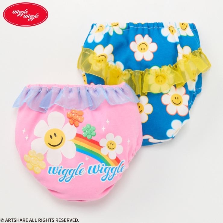 🇯🇵限時預訂 日本直送🇯🇵Wiggle Wiggle花花彩虹圖案薄紗女童內褲兩件套