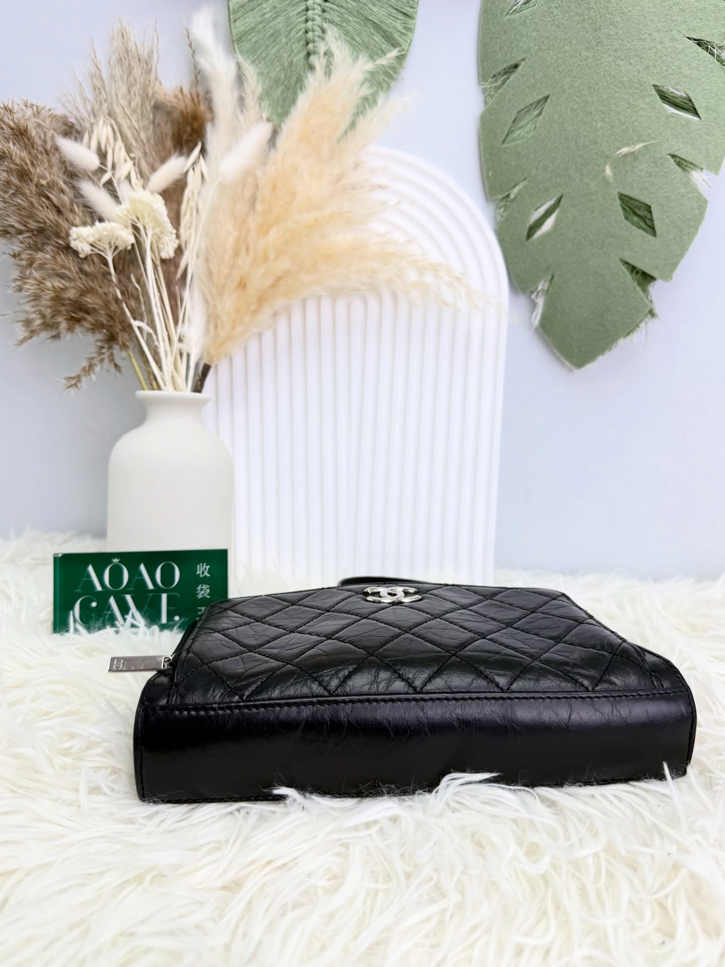 CHANEL 🤍PRE OWNED 🖤黑銀 斜孭腋下兩用 油臘皮🖤全套 