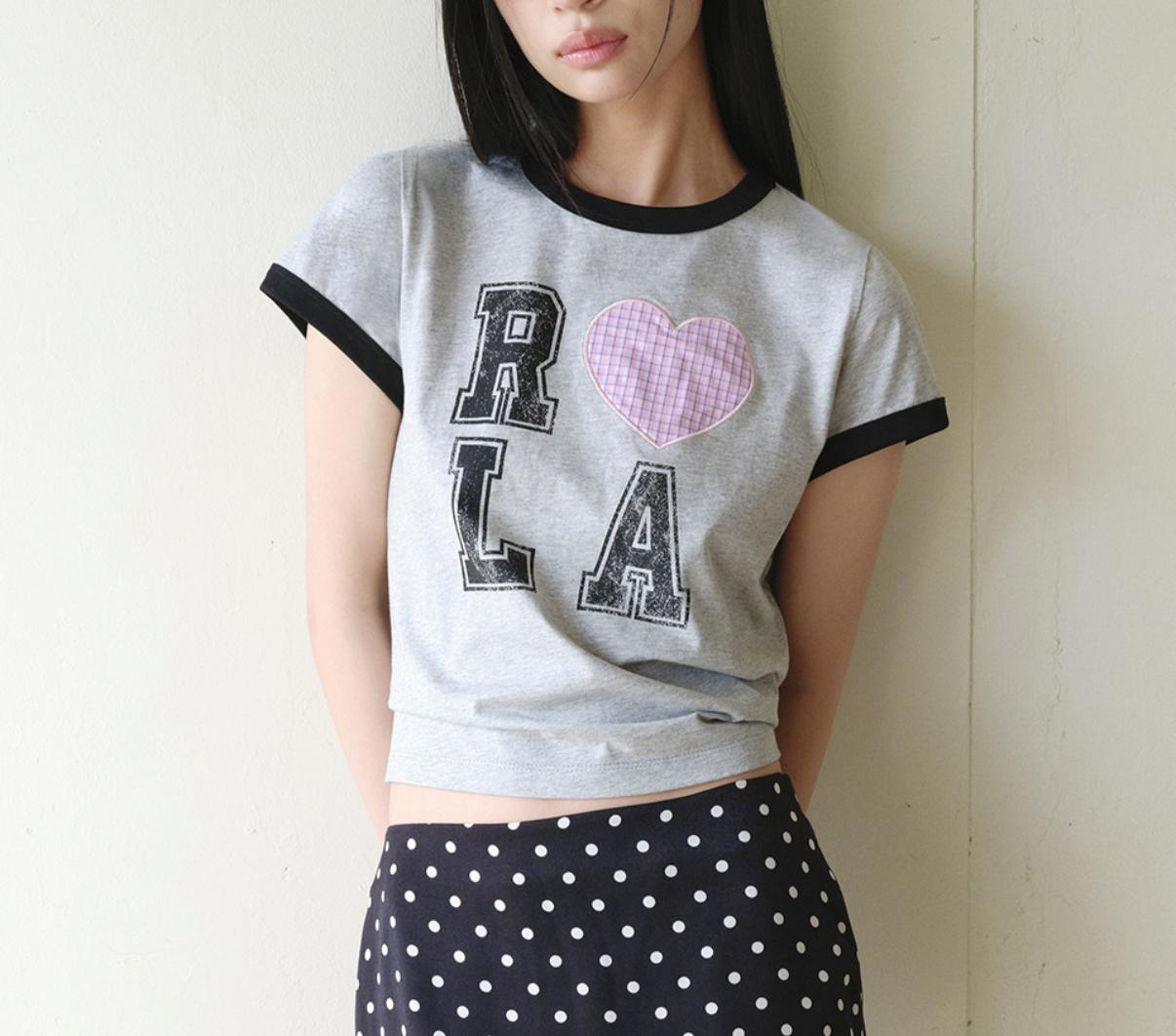 4月新款都有獨家優惠🤩 🎀Rolarola 🎀 I LOVE ROLA PATCHWORK RINGER T-SHIRT 原價49000won 獨家折扣優惠 size: s/m Grey黑邊 /淺灰酒紅邊/white 29/3 23:59截單