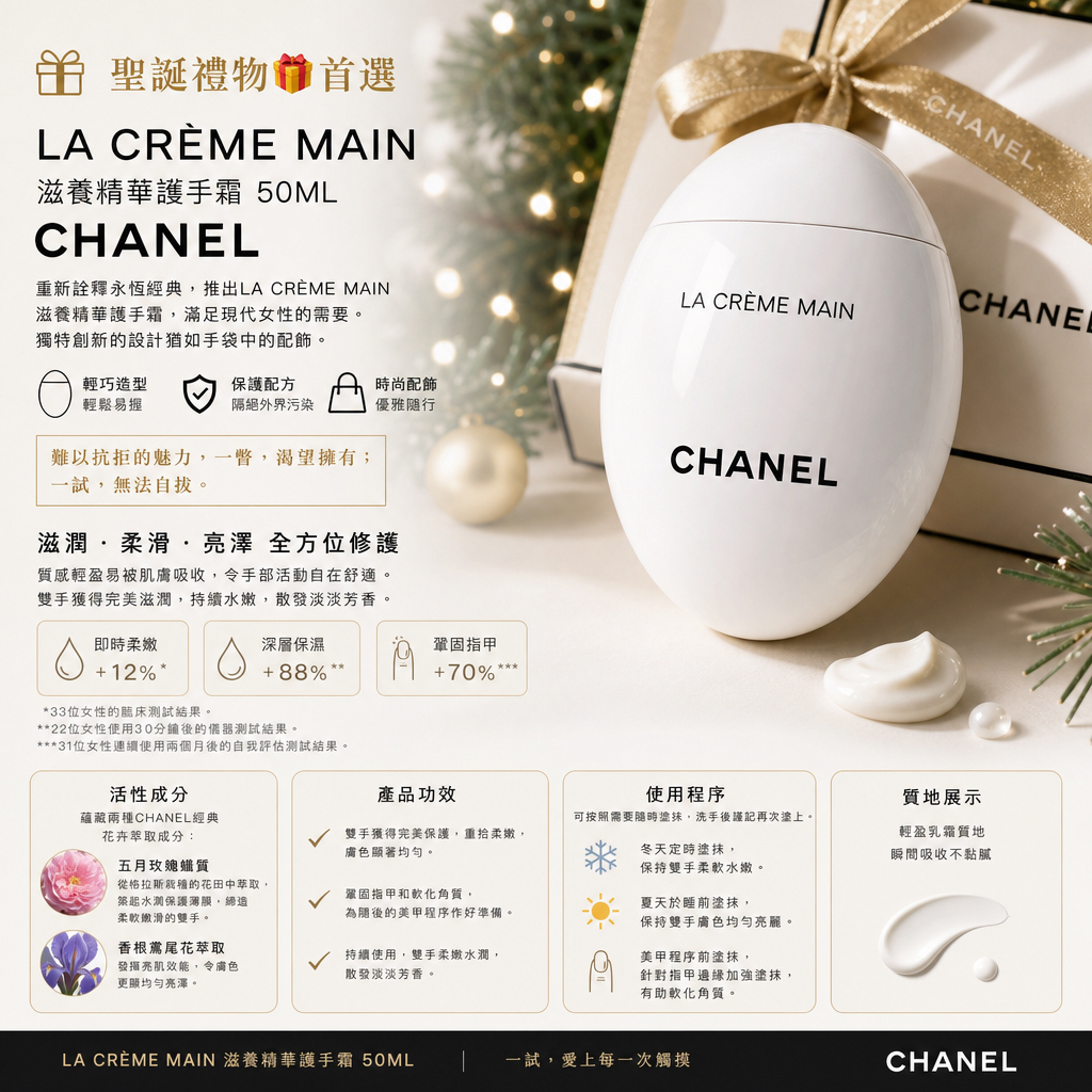 聖誕禮物🎁首選  LA CREME MAIN 滋養精華護手霜 50ML