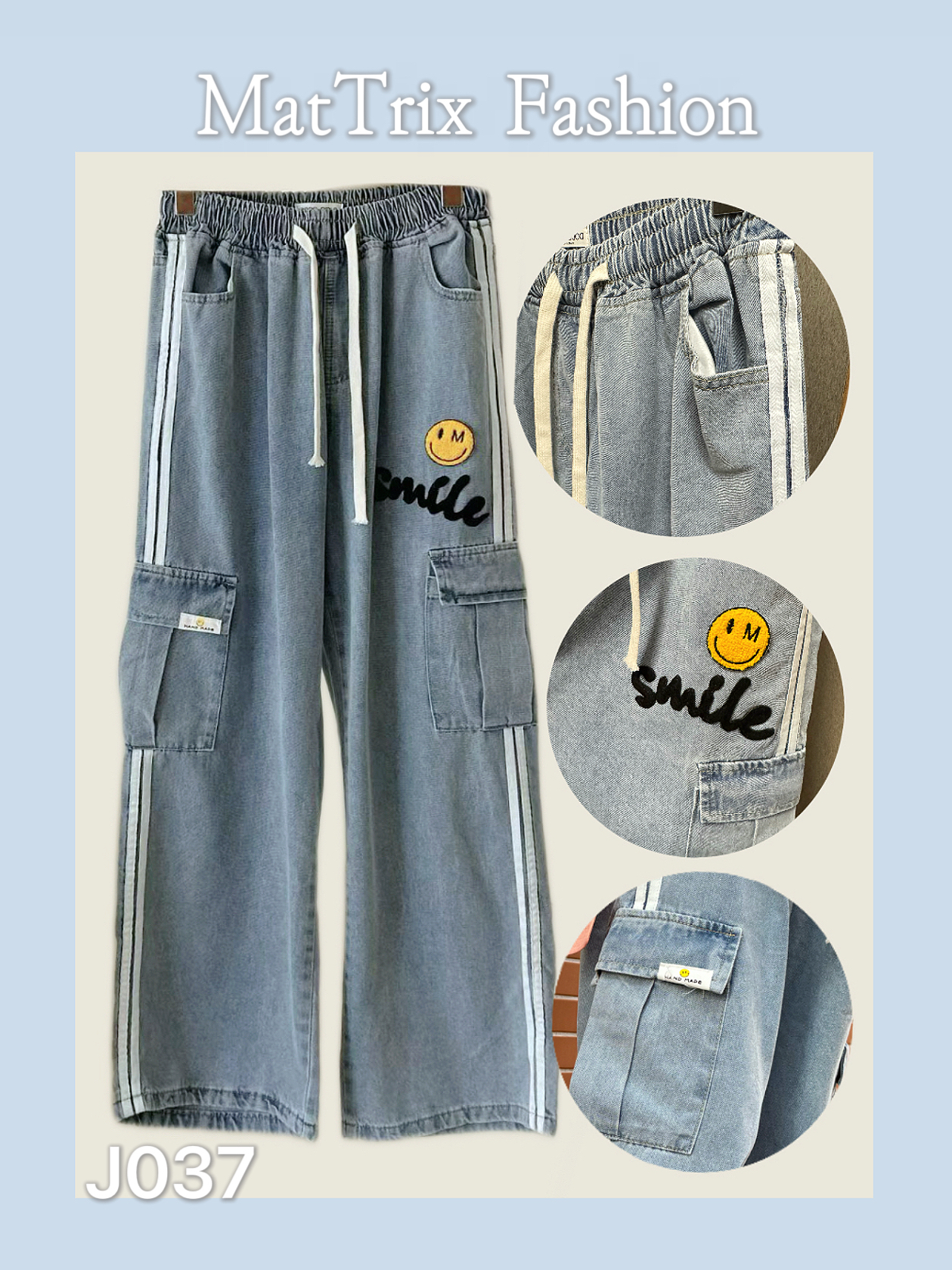 J037 😊Emoji 工裝牛仔褲 原價$299