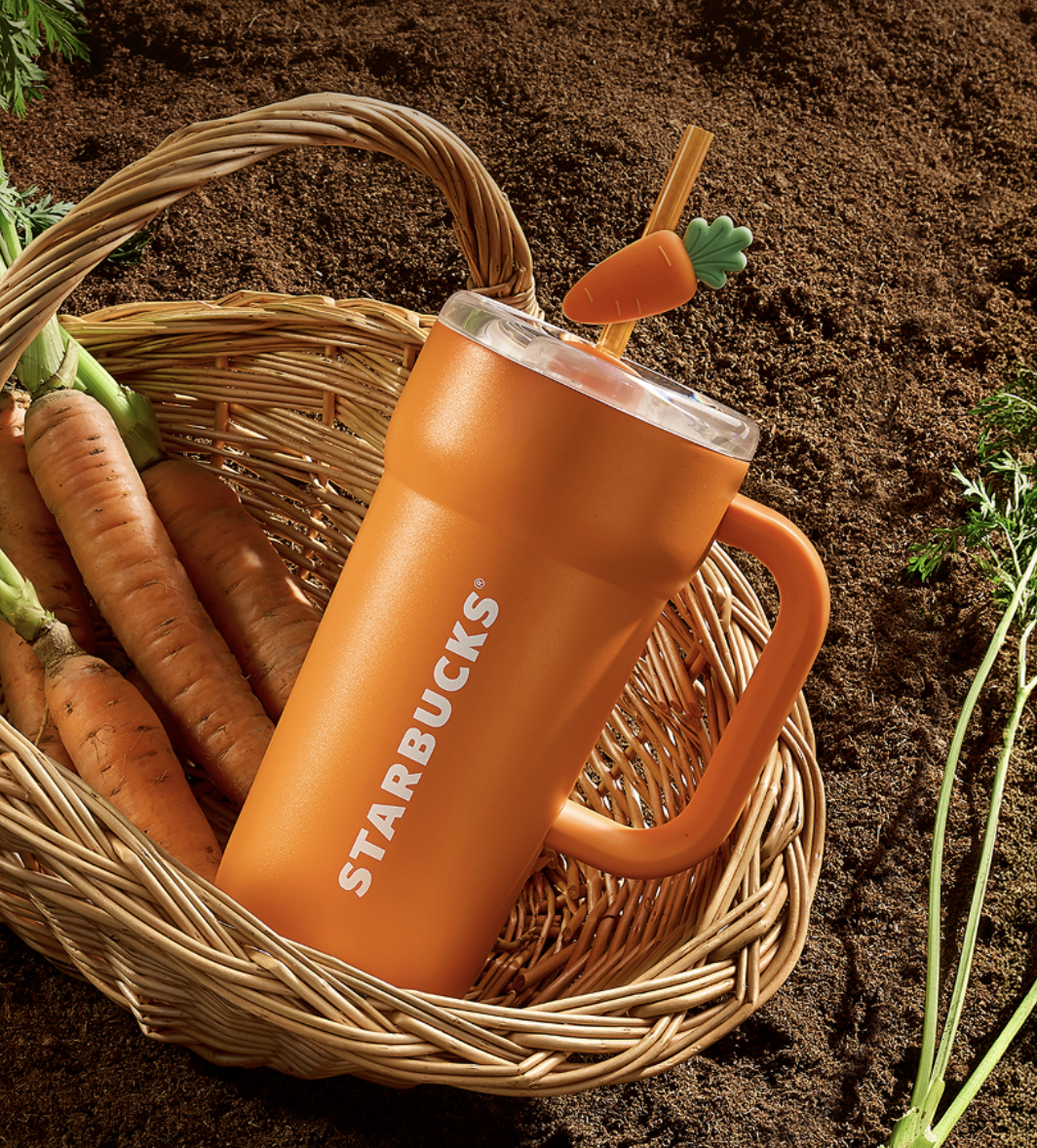 田園農夫系列｜韓國 Starbucks 星巴克 紅蘿蔔 不鏽鋼保溫瓶+ 吸管 591ml｜Farmers Market  Dante Tumbler