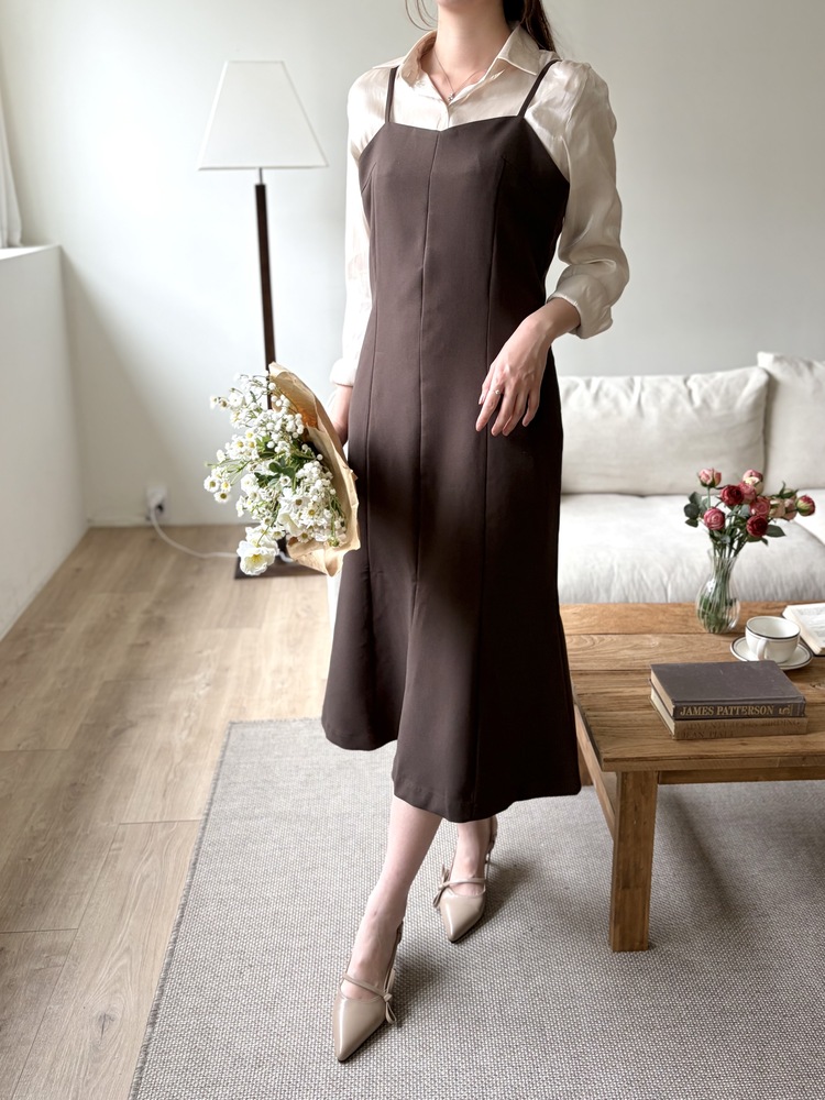 Contour Slip Dress (Brown)