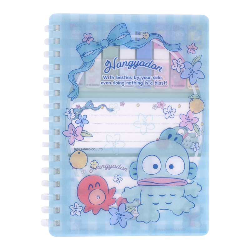 Hangyodon A6 Soft Wire-O Notebook w/ Memo Pad A6 軟線圈簿連便條紙 (共60頁紙，內有8款書籤貼及3款便條貼)