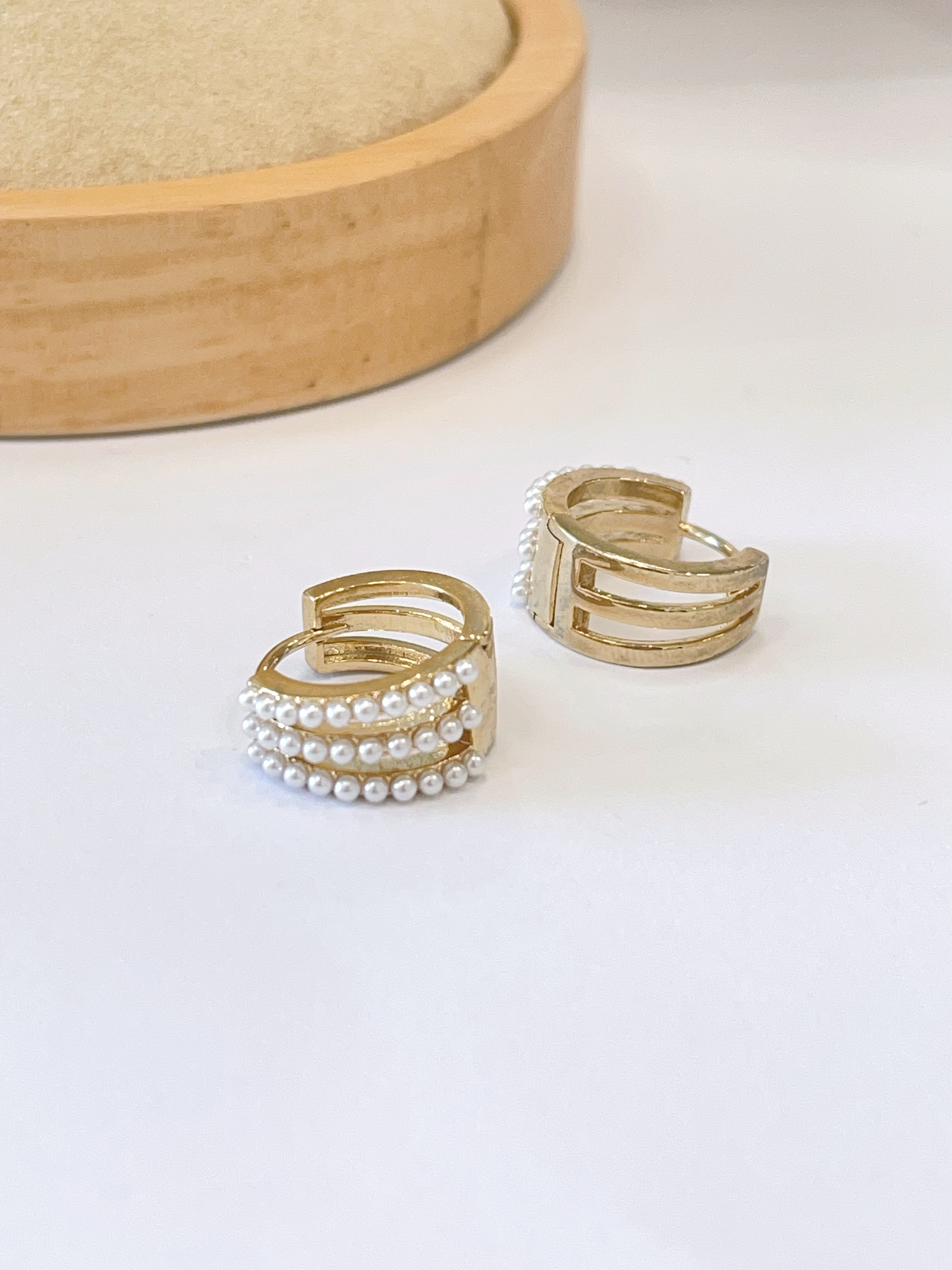 精致小珍珠设计耳扣耳环