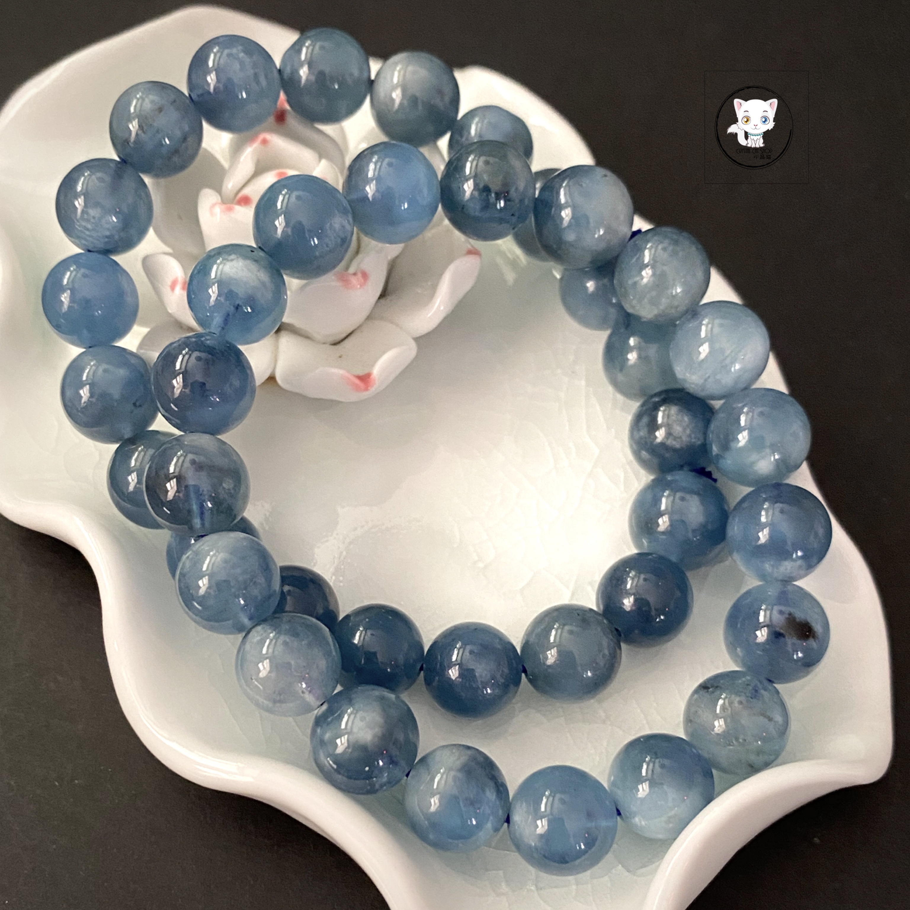精品魔鬼海藍寶手鏈 10mm