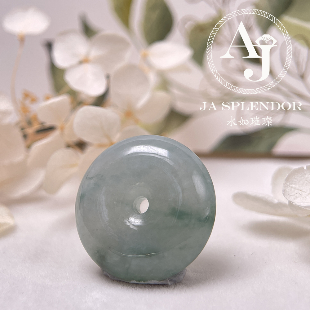 JN-177 天然翡翠A玉 冰種飄綠平安扣