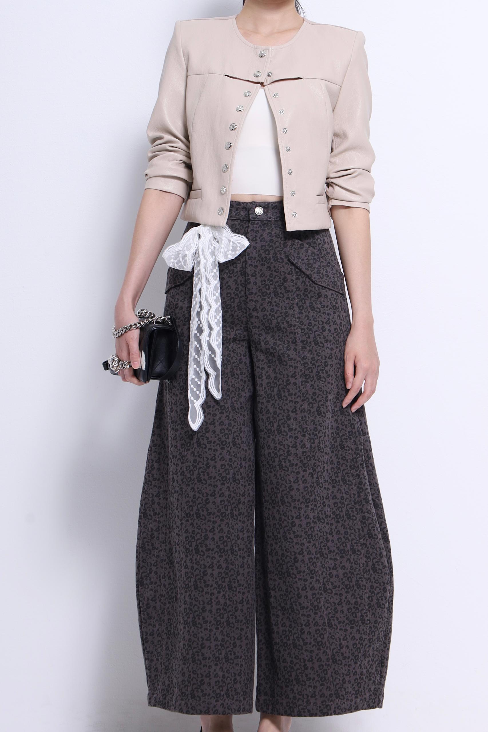 CB2710 MIX FABRIC LONG SLLV BUTTON JACKET