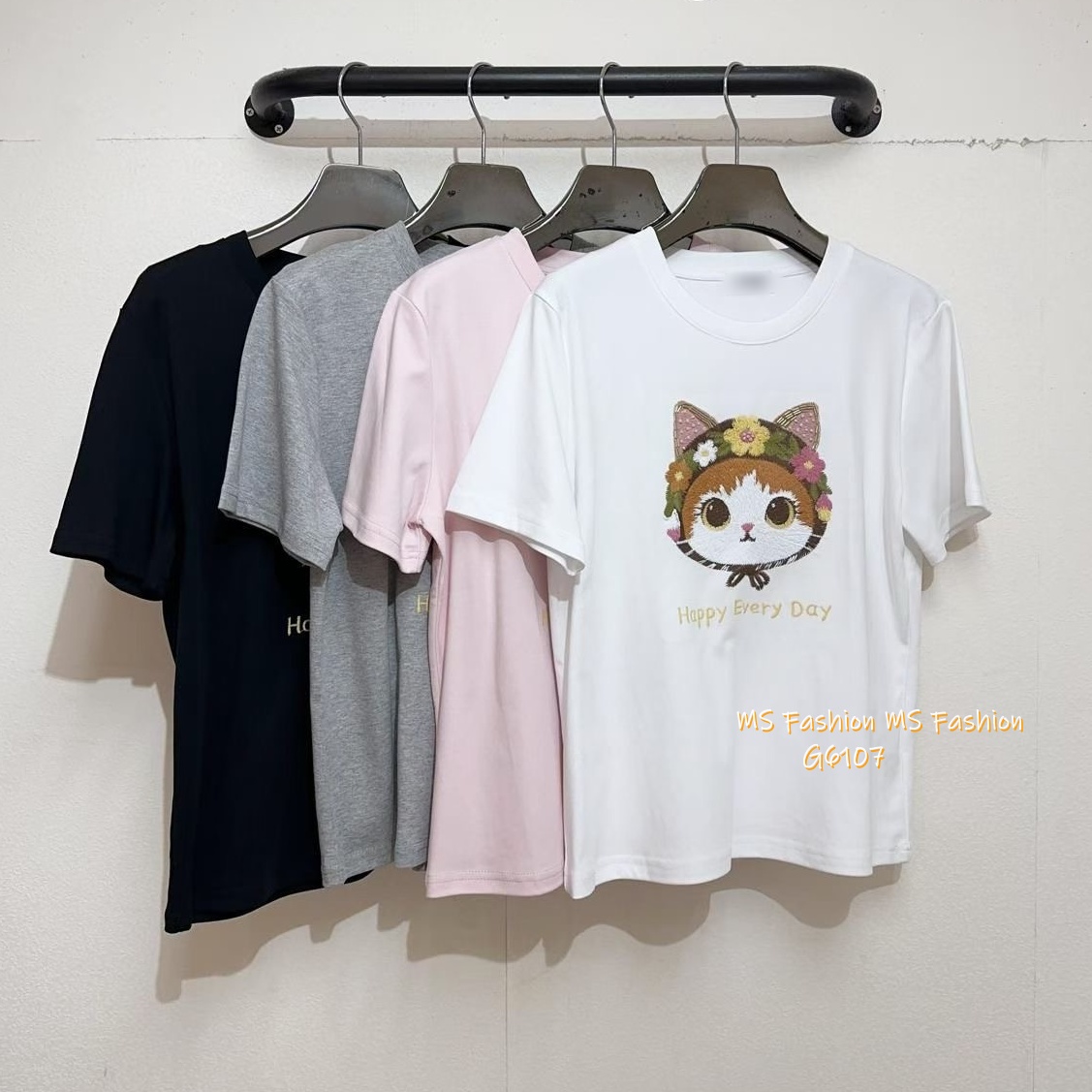 G6107 韓國🇰🇷刺繡貓咪tee