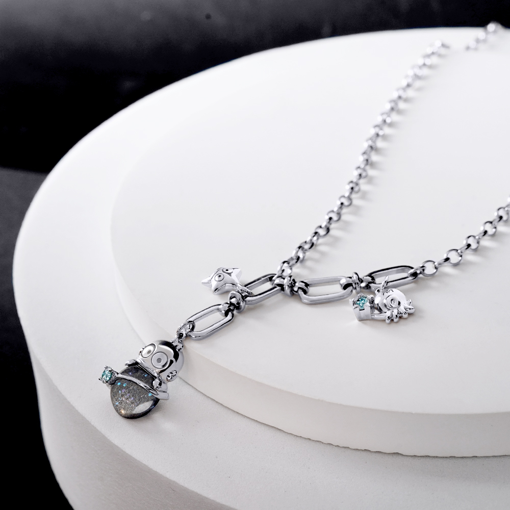 📦訂購 台灣限定 三麗鷗SanrioＸSTORY 故事銀飾 Hangyodon 星球系列 水怪 晶鑽造型頸鏈