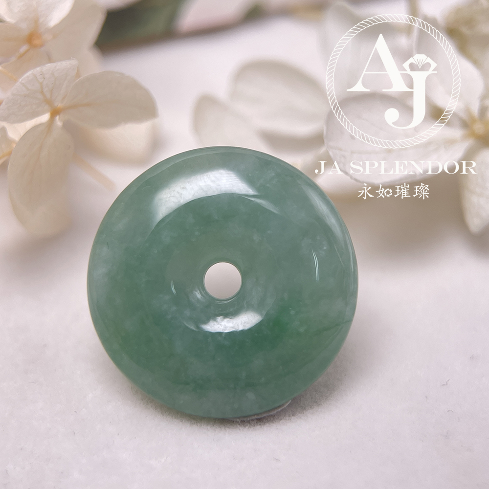 JN-188 天然翡翠A玉 冰潤甜綠平安扣