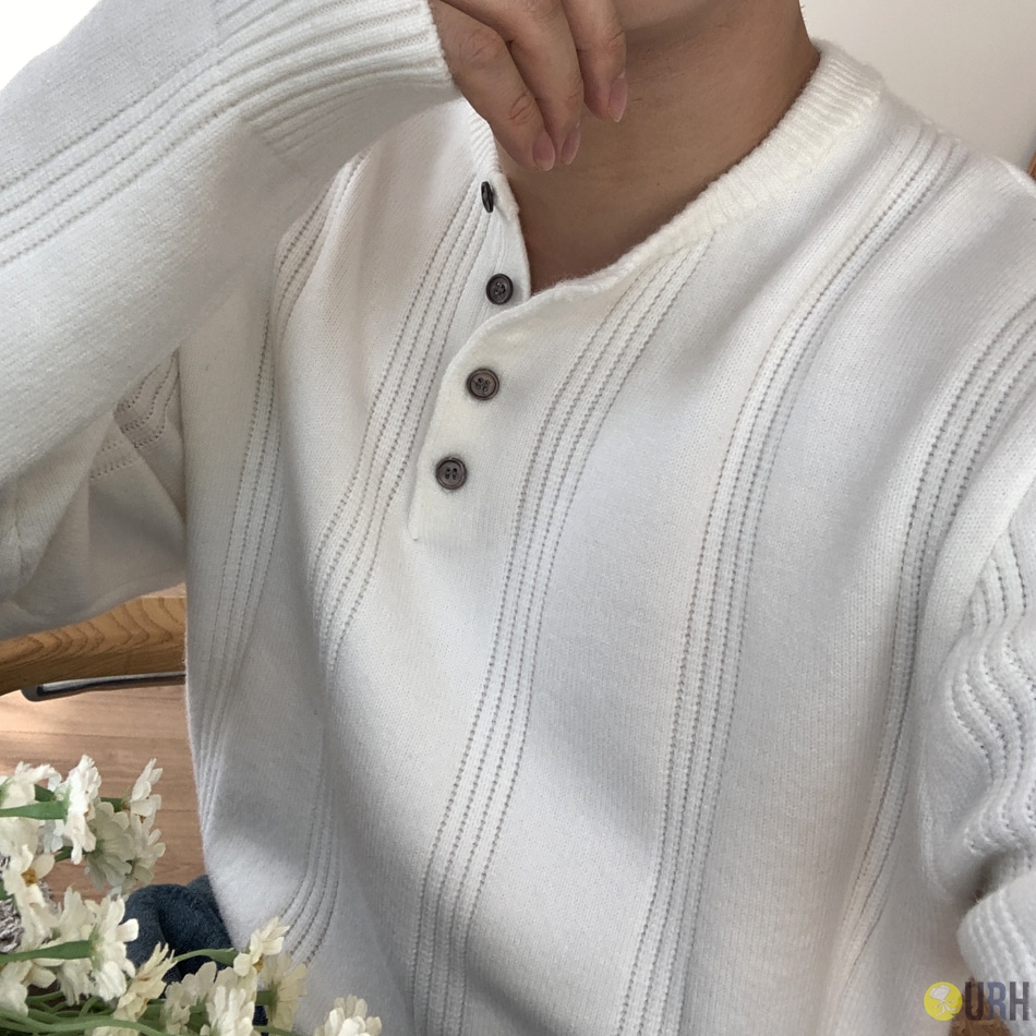 【100%保證韓國直送】經典柔軟莫代爾混紡亨利領細骨地針織衫 👕 [6 color] RL114840