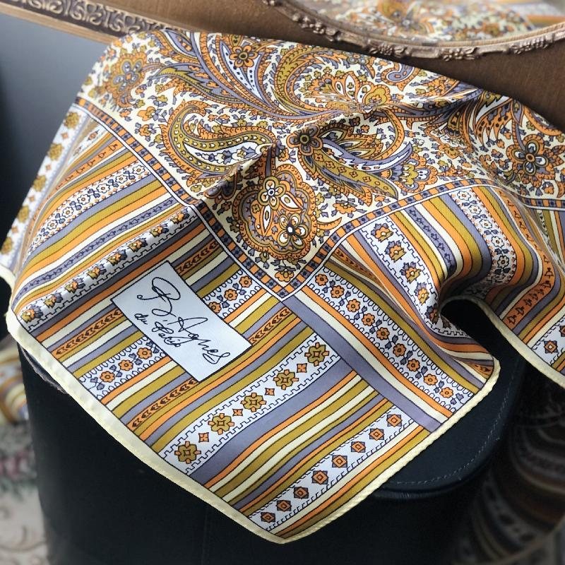 C.a. 1970s Paisley Pattern B Agnes du Paris Designer Neck Scarf(MT382)