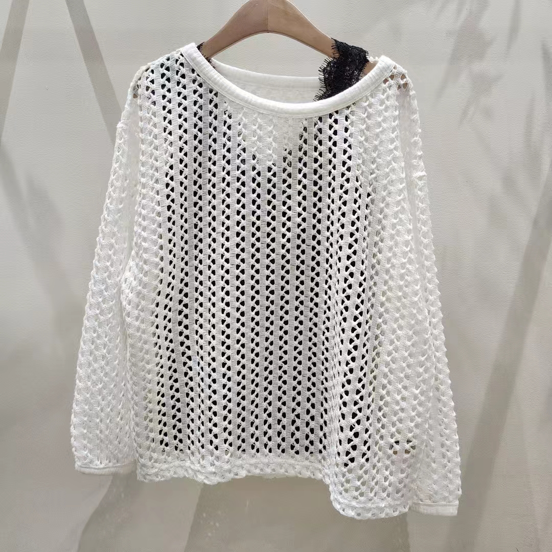 Loose Knit See-Through Pullover Top (Inner Layer Not Included) ‖ 宽松镂空圆领针织上衣 KR015972