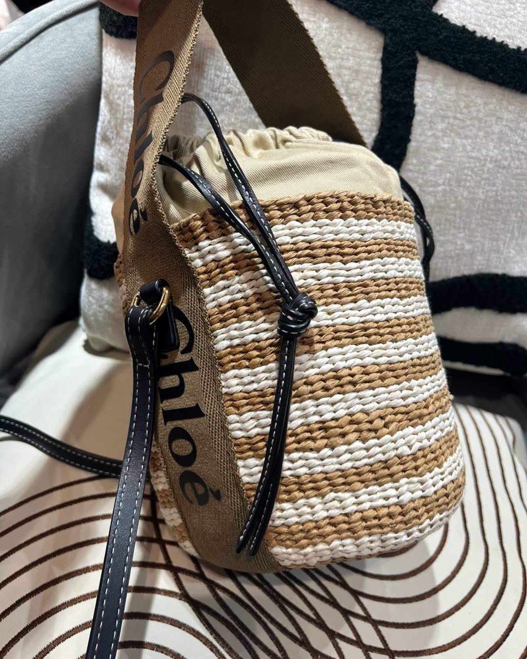 Chloe Raffia drawstring 2 way bag  100%Authentic, 98%new✅Dust bag 