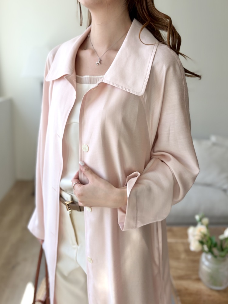 Silky Belted Trench Coat (Pink)