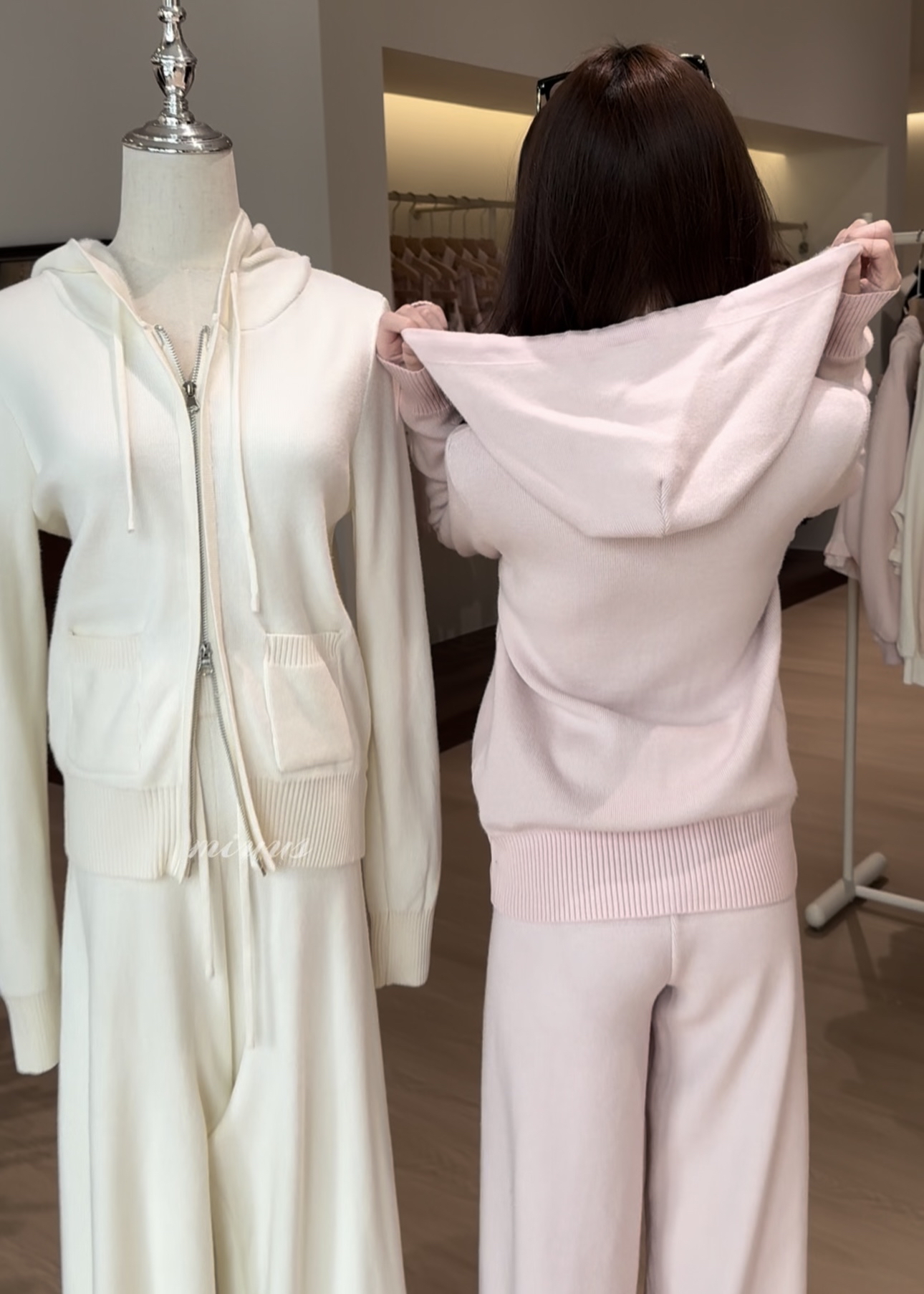 1729 HOODED KNIT LOUNGE SET 连帽针织休闲套装加绒