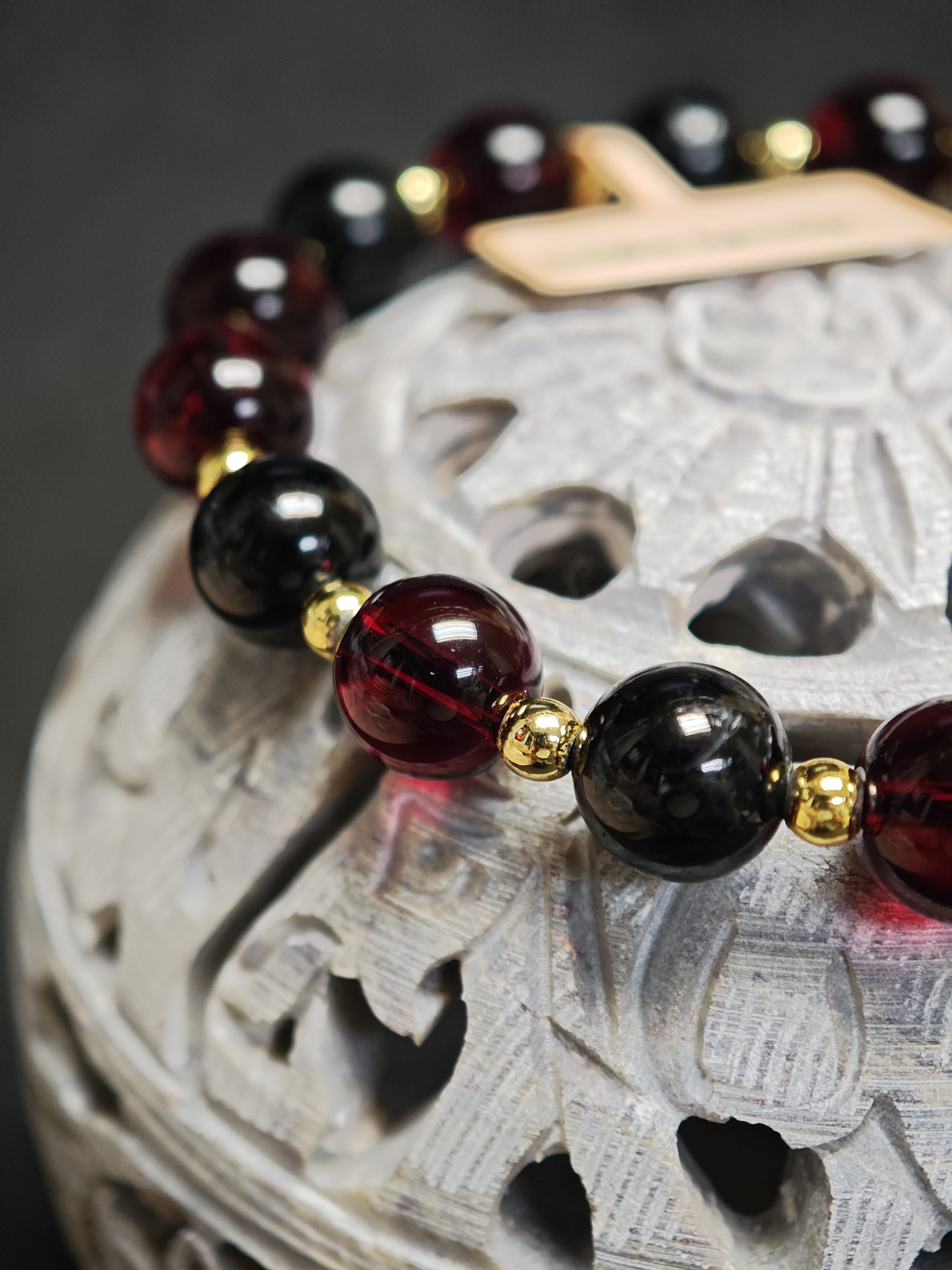 ✨新品DIY水晶手串✨✨🖤黑碧璽✨♥️紅石榴石✨