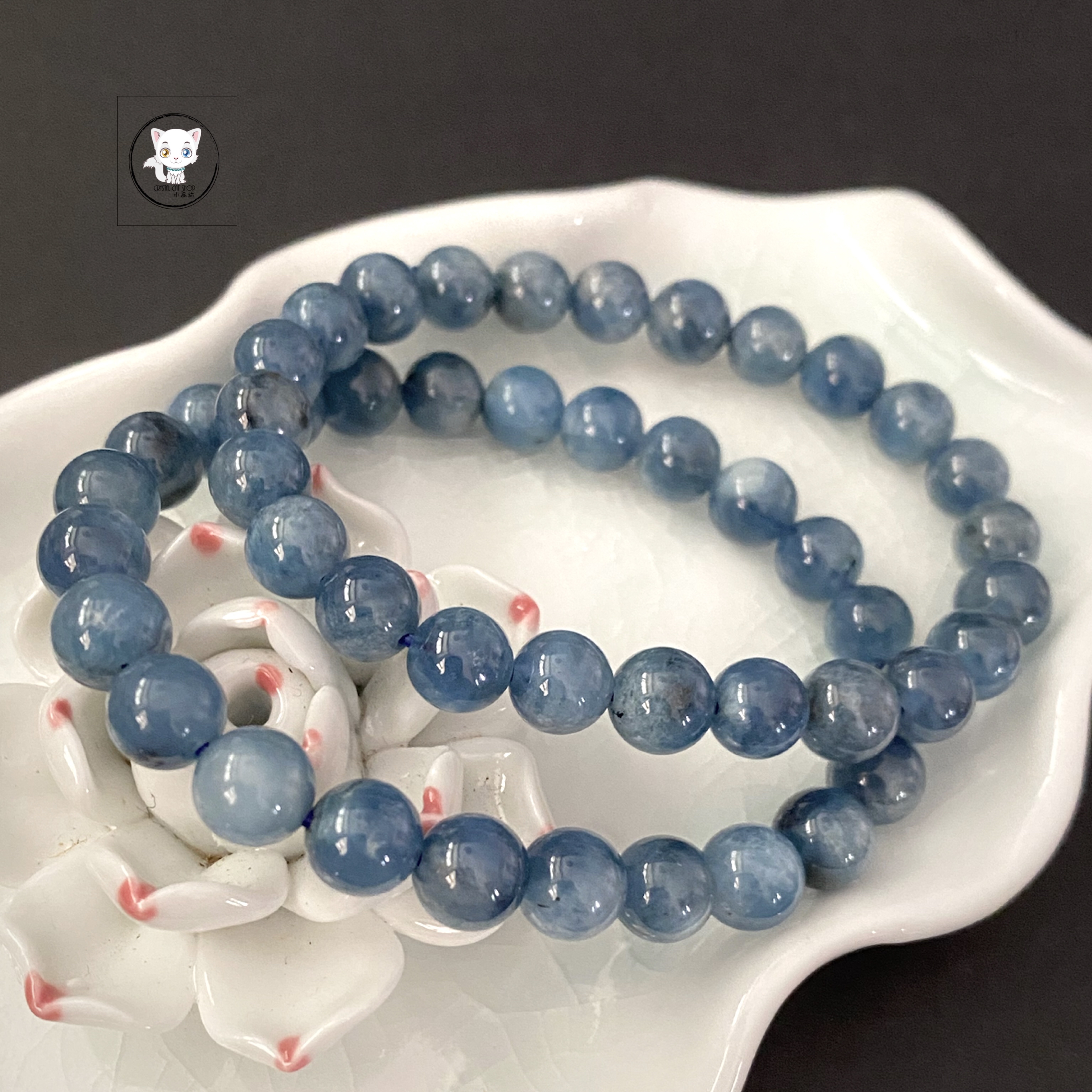 天然魔鬼海藍寶手鏈 7.6mm