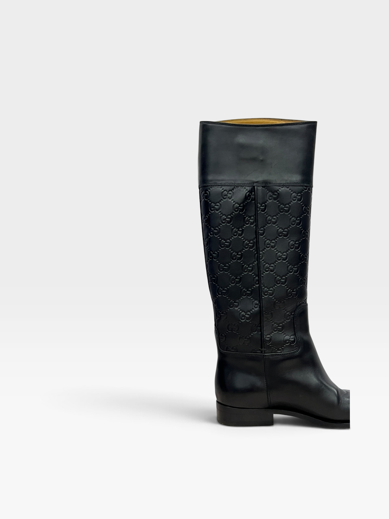 Pre-owned Gucci black Guccissima leather 85th anniversary knee-length boots / Product Code: 090202