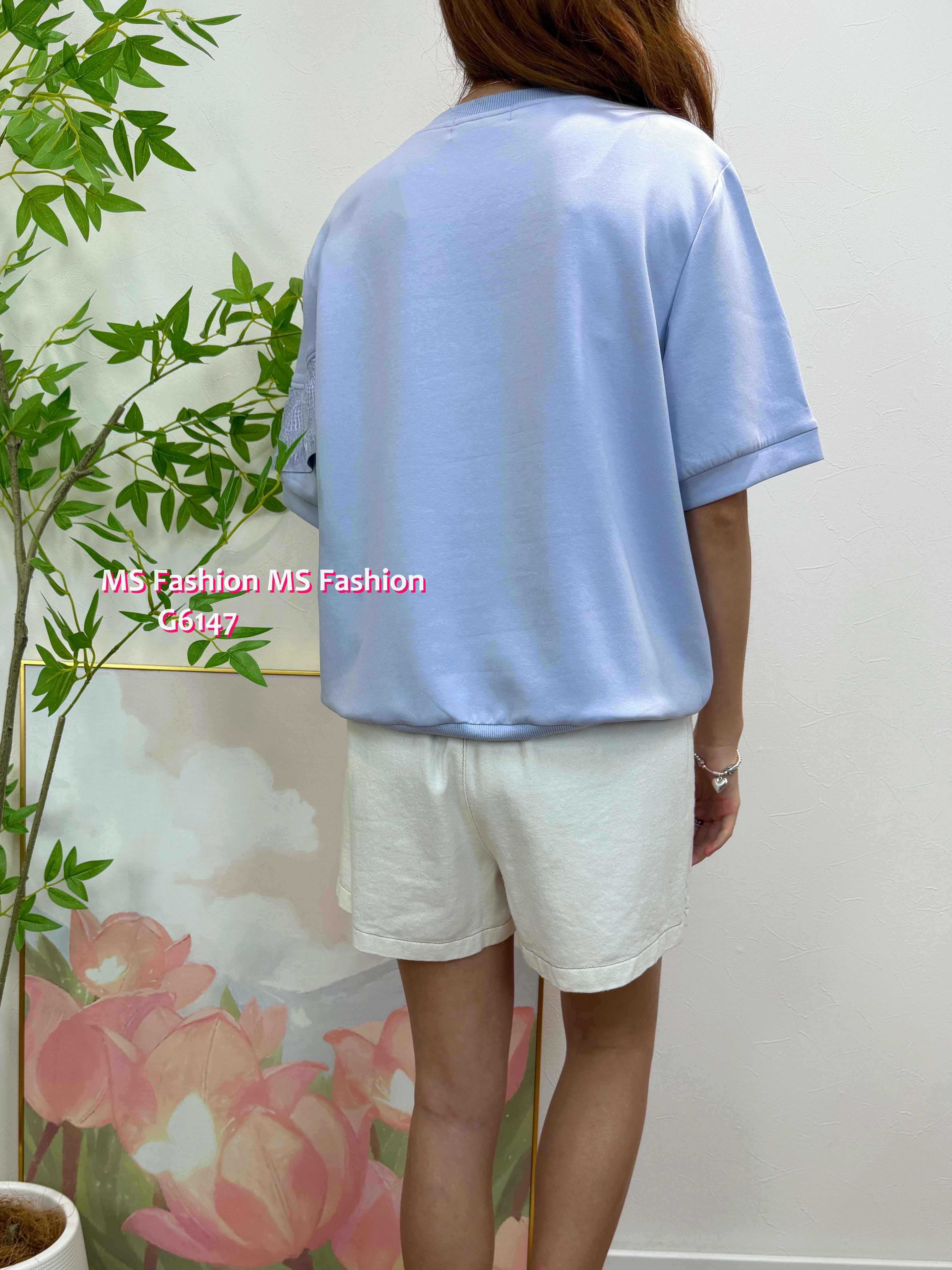 G6147 韓國🇰🇷拼lace ruffle top