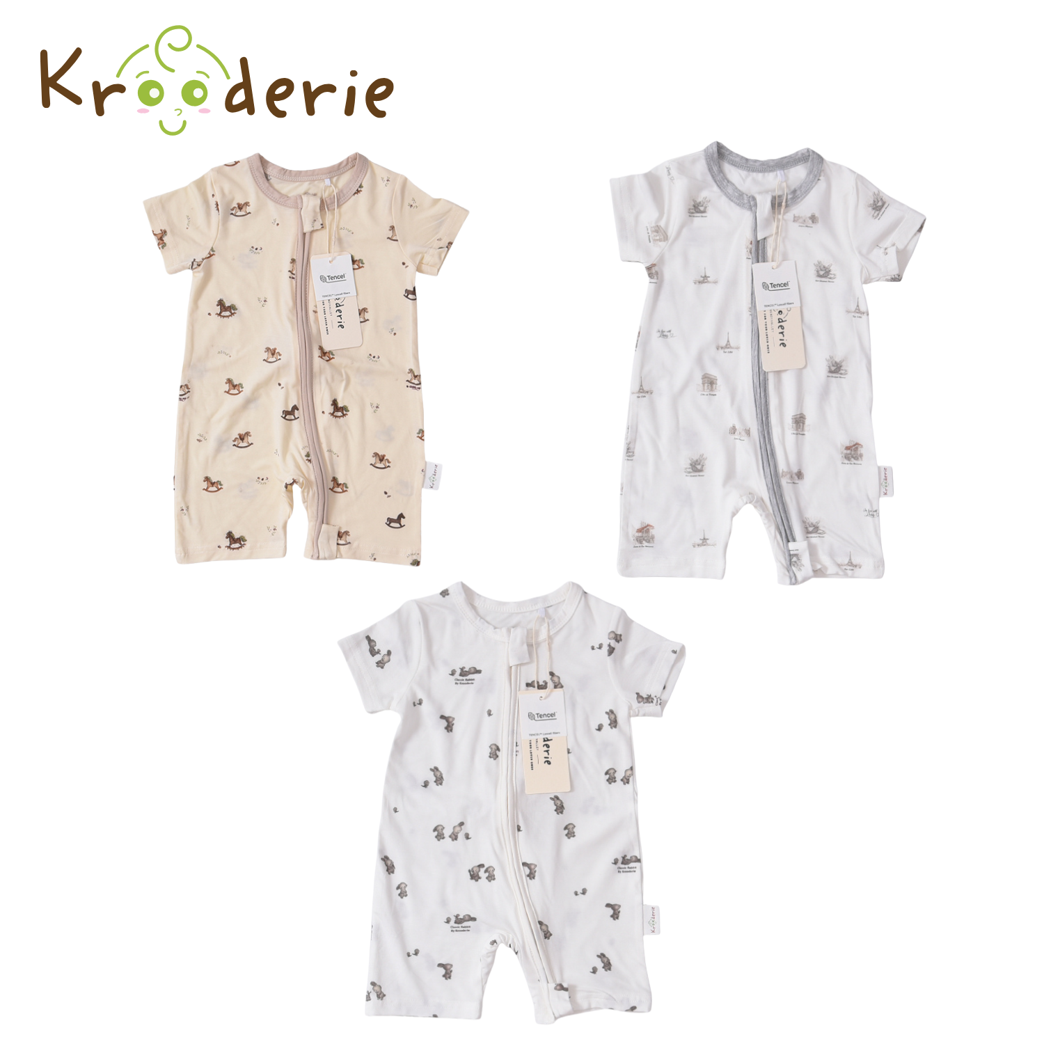 Krooderie TENCEL Short Sleeve Short Pant Zip Romper