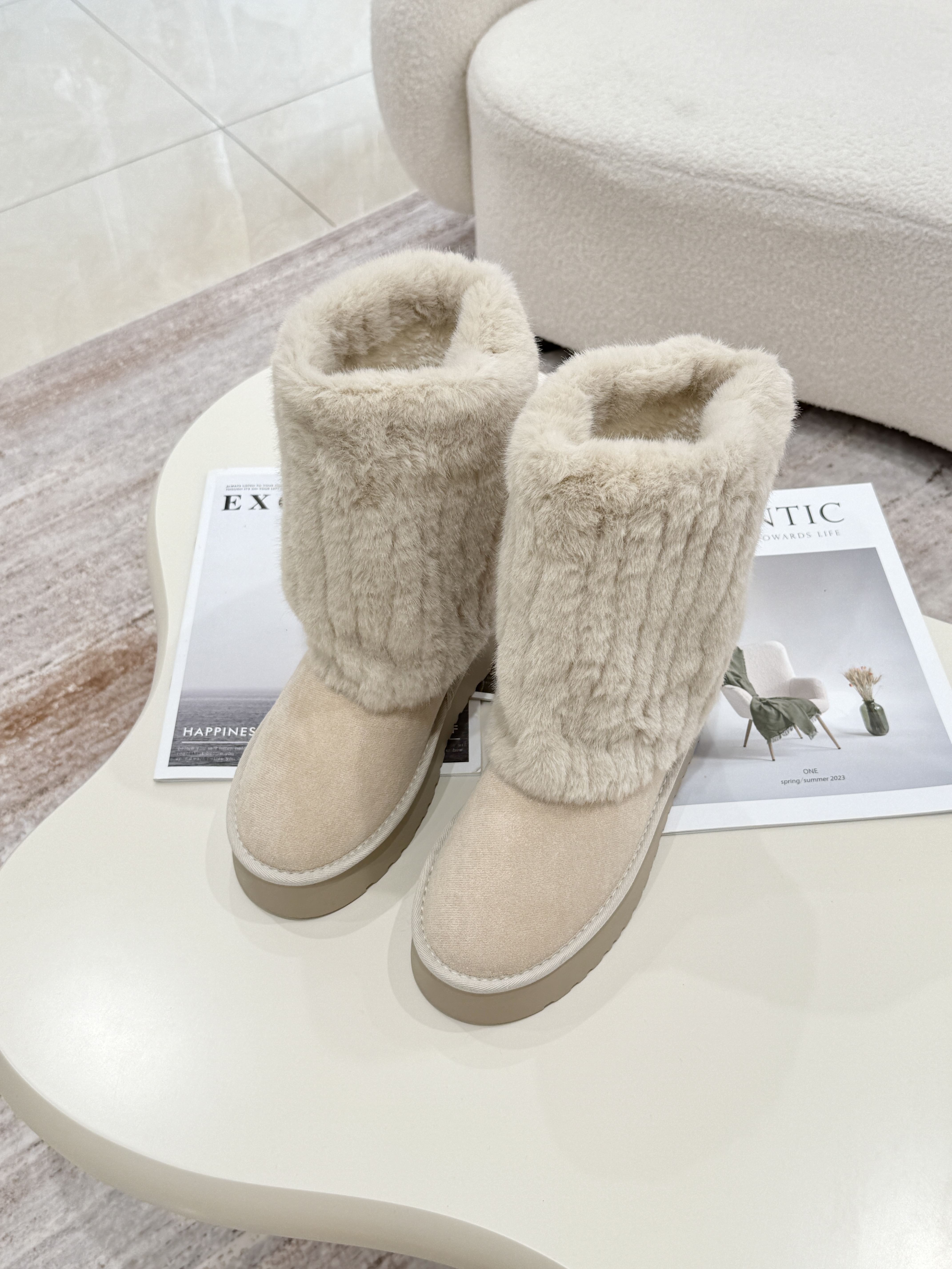 TA66 雪地毛毛袜套靴