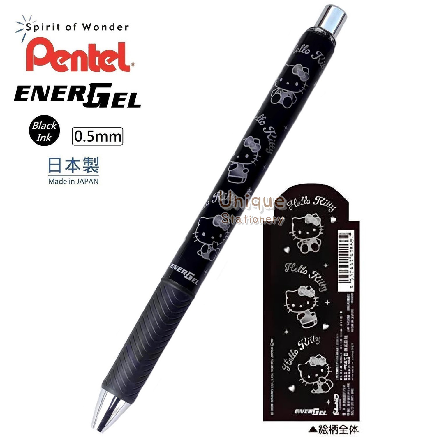 現貨｜Sanrio Hello Kitty 日本製 Pentel EnerGel 0.5mm 黑色 啫喱筆 (CR140468)