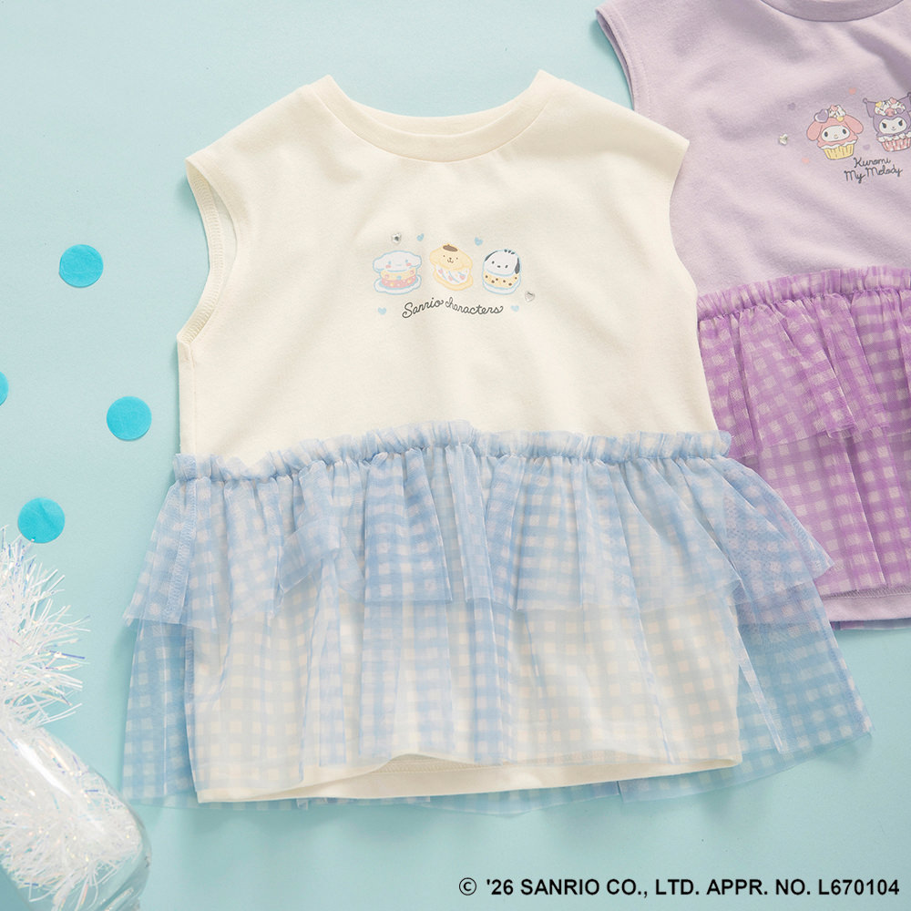 🆕【⭐訂購⭐】 🇯🇵日本直送 #Sanrio 水鑽圖案 薄紗層疊下擺上衣［2款選］ [ELGA-0072][260814]