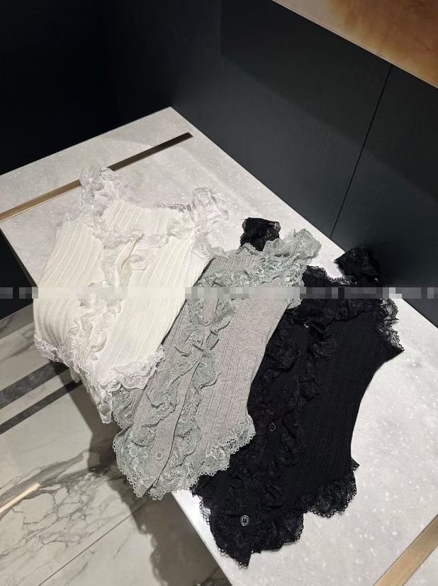 韓國不規則蕾絲V型收腰背心