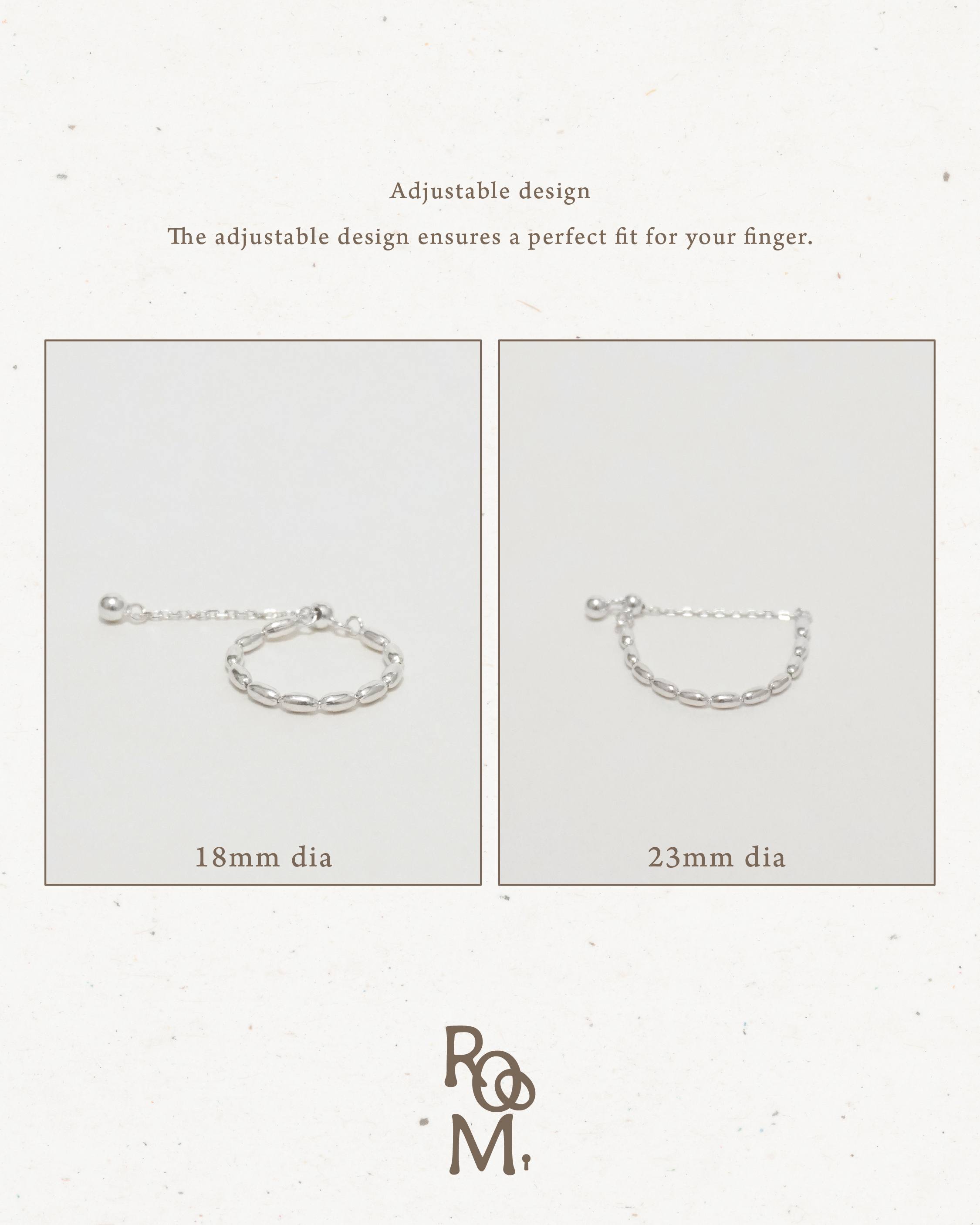 Pure Oval Bead Chain Ring