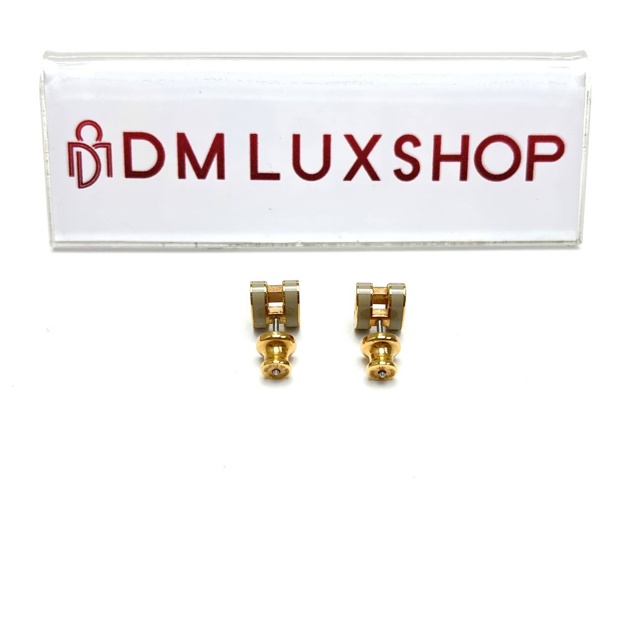 Hermes Pop H Earrings Grey GHW