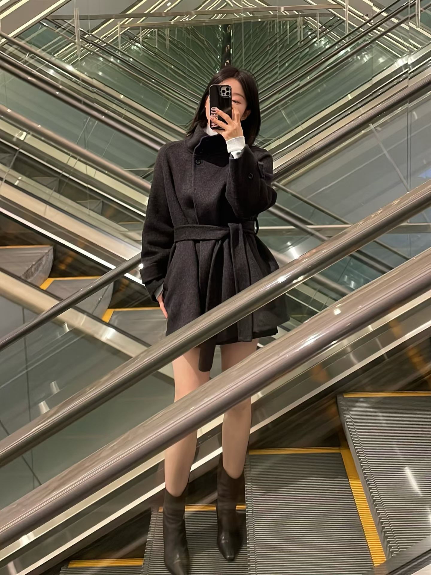 Premium wool cropped coat