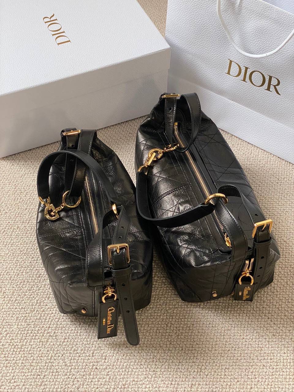 Dior Vibe Hobo Bag: Quilted Leather Shoulder Bag with Gold Hardware