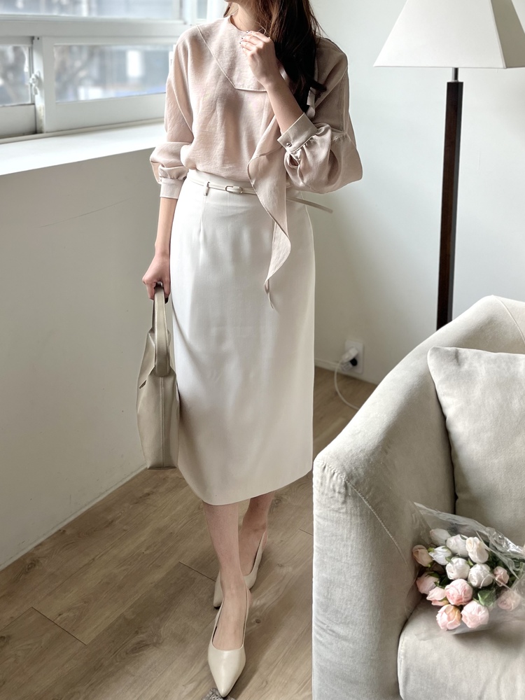 Atelier Belted Skirt (Ivory)