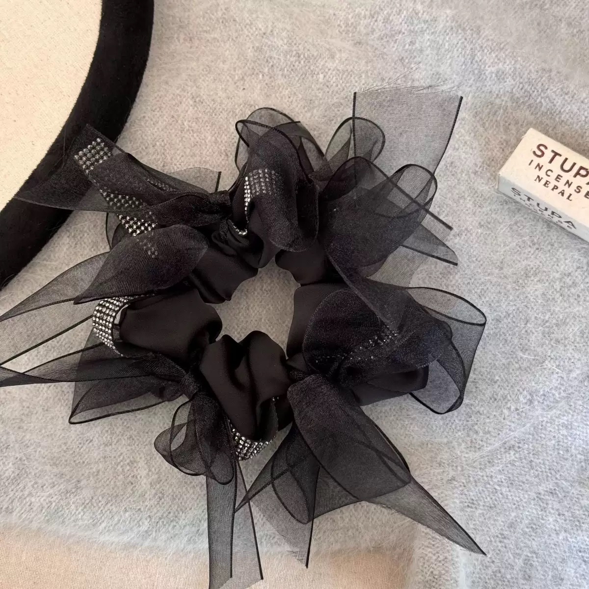 超仙蓬松网纱蝴蝶结发圈