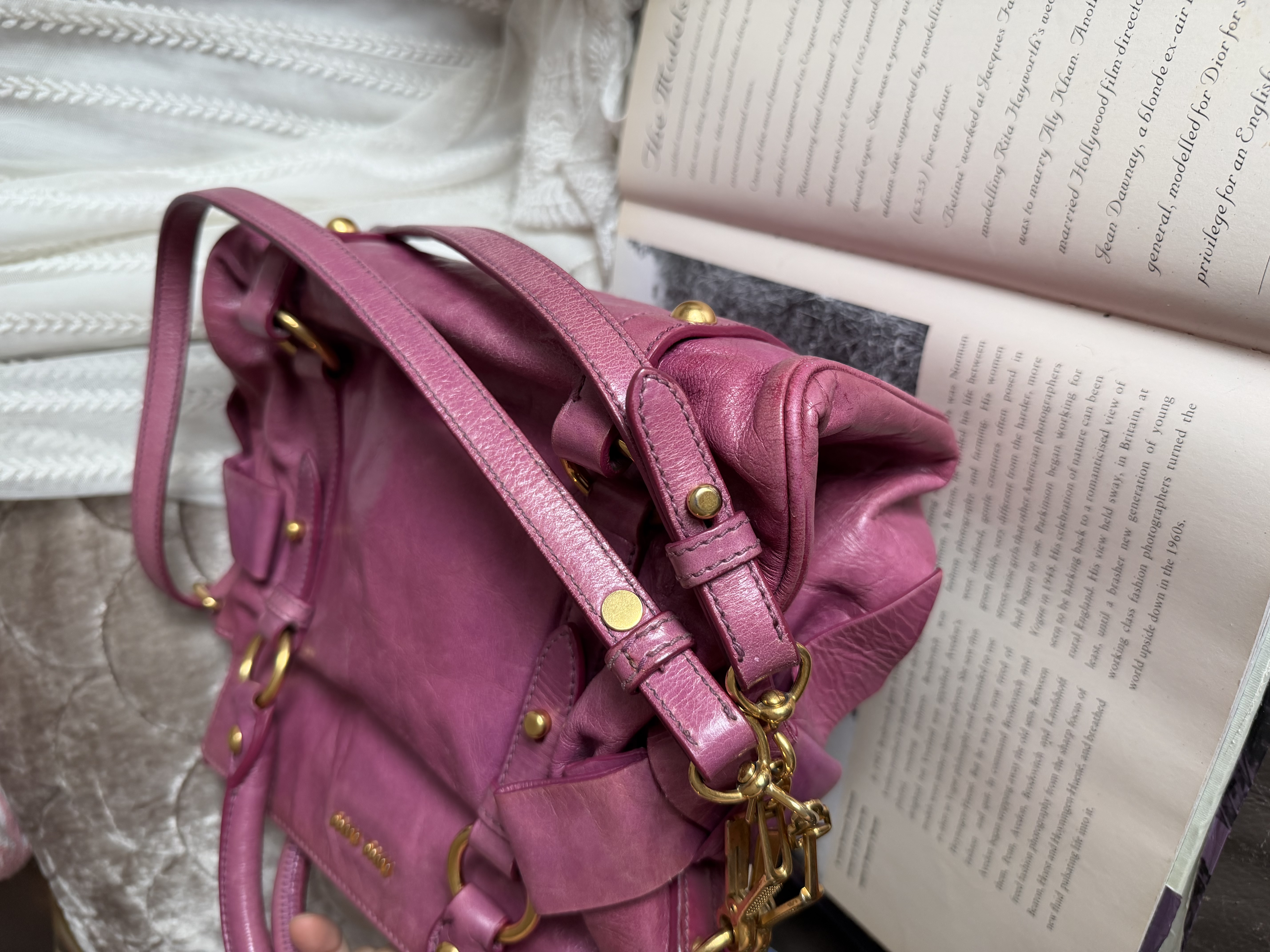 Miu miu pink vitello mini bow bag