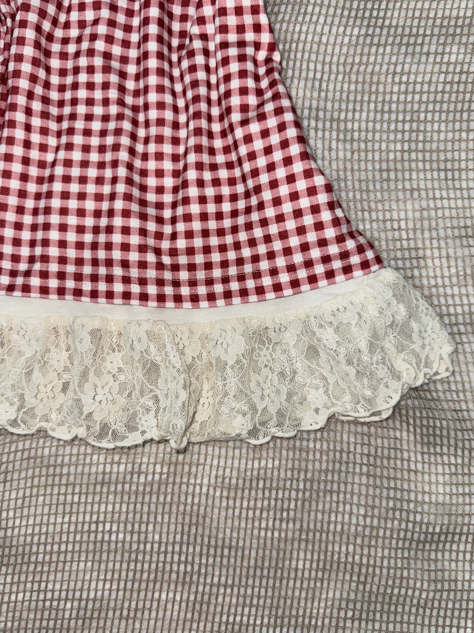 Sweetheart Gingham Top with Lace Trim Set
