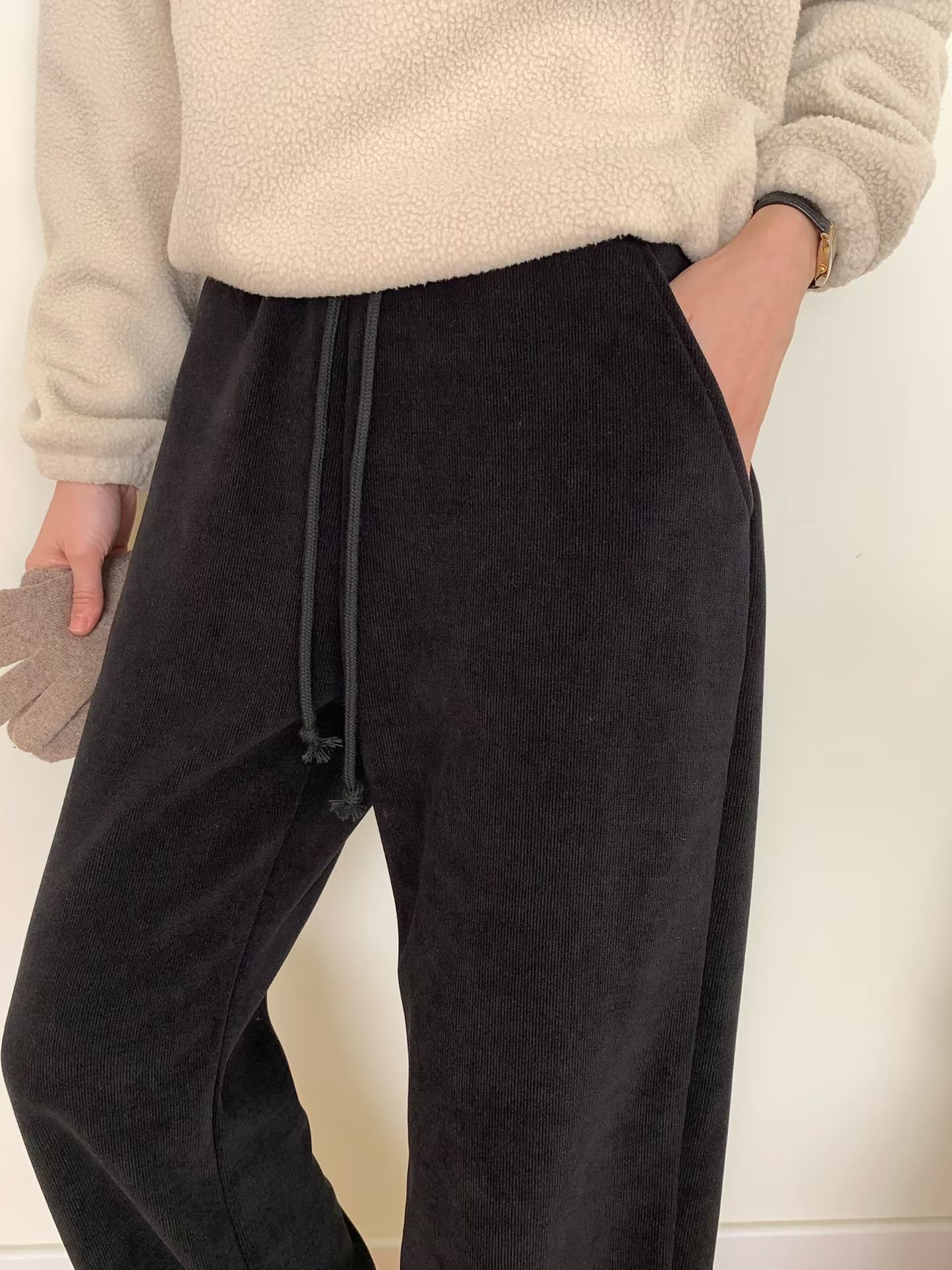 保暖绒毛底直腳褲