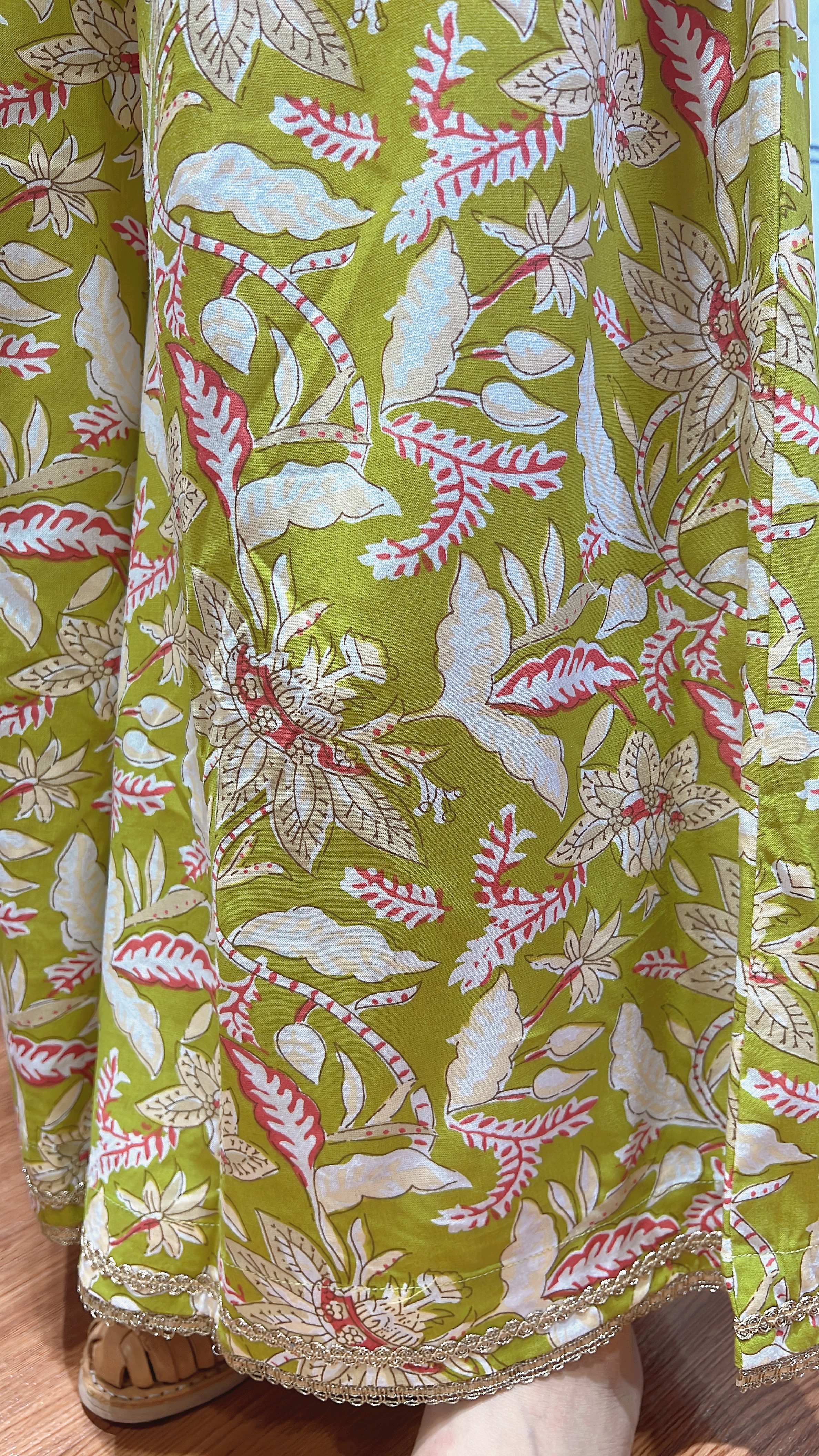 1987 Avocado Green Half Rubberband A-Line Pants 34"