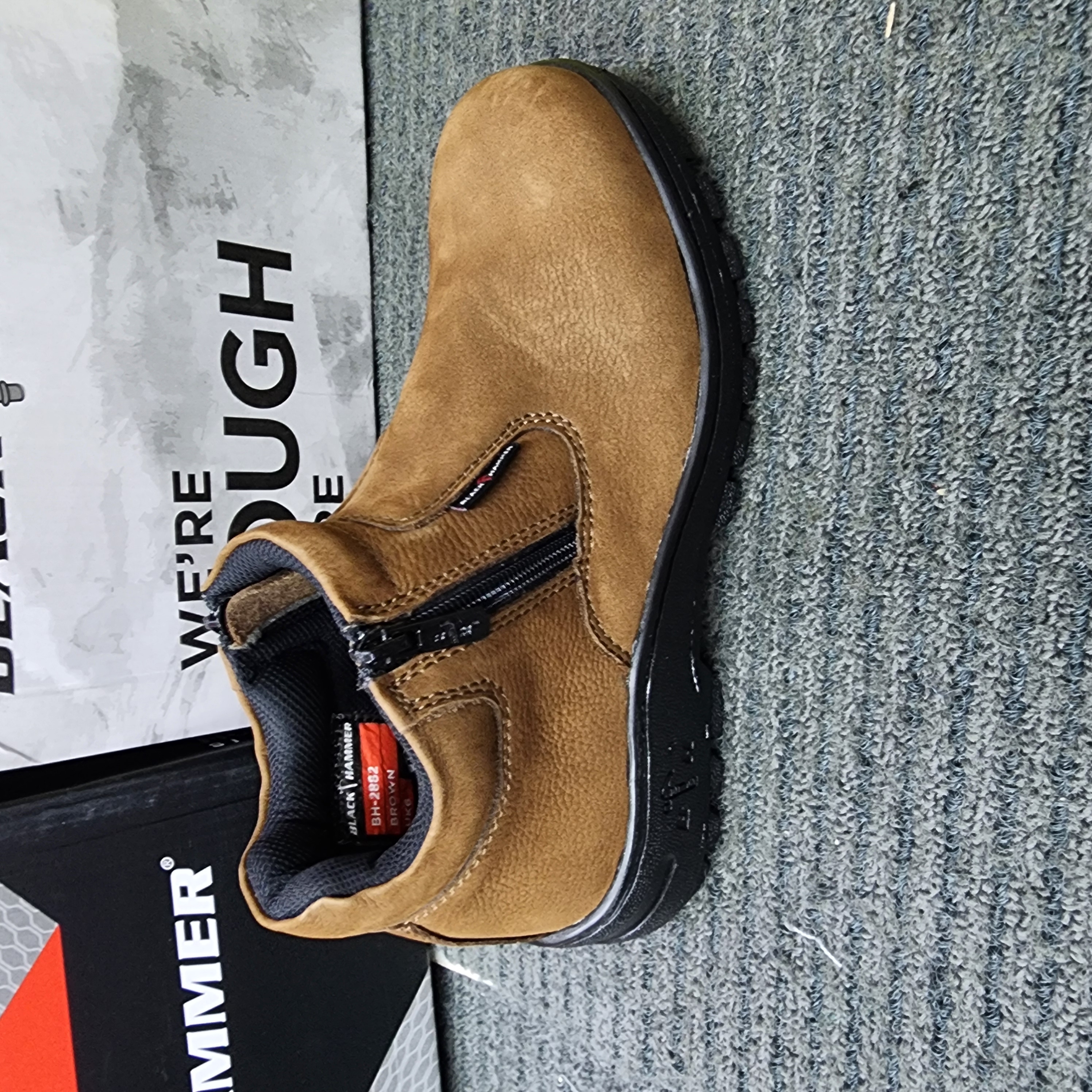 Black Hammer 2000 Series Double Zip Safety Shoes BH 2882 Boots Leather SIRIM DOSH Kasut Kasut Keselamatan