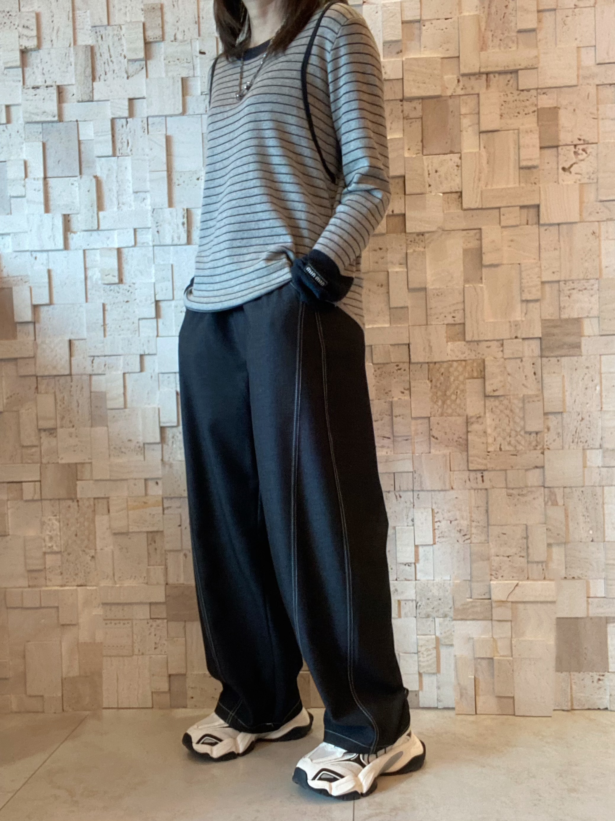 #2067 橫間拼色針織Top