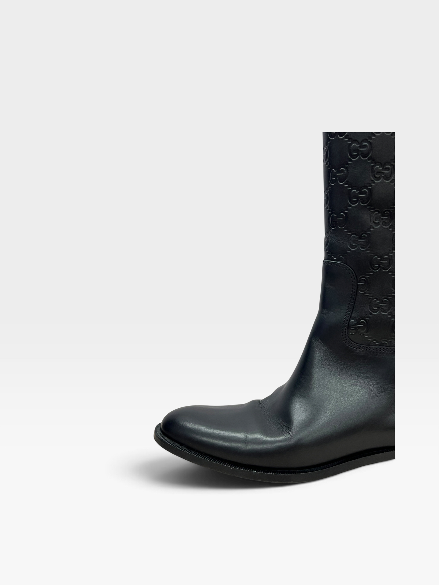 Pre-owned Gucci black Guccissima leather 85th anniversary knee-length boots / Product Code: 090202
