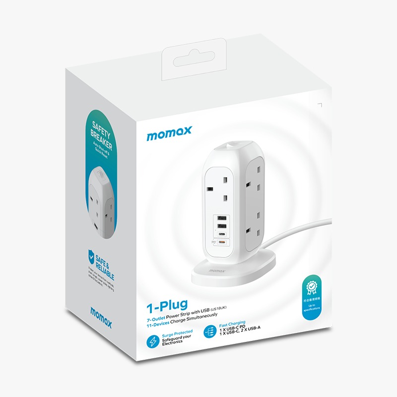 Momax 1-Plug 7位插座 20W (4port 2USB-C+2USB)