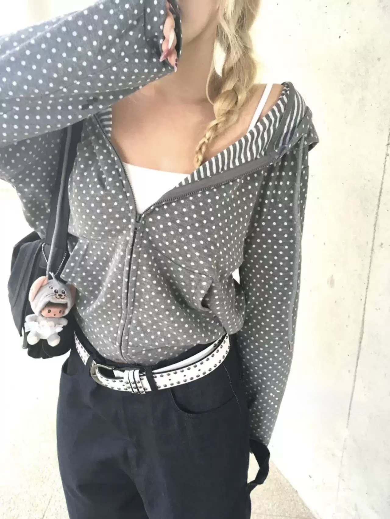 已售罄❌韓國波點間條雙面圖案jacket 